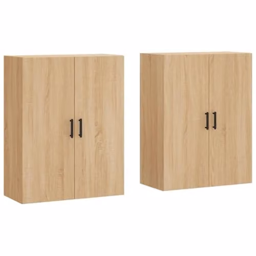 vidaXL Set of 2 Wall Mounted Cabinets in Sonoma Oak, W/D/H: 69.5 x 34 x 90 cm