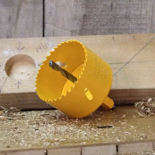 Faithfull Yellow HSS Soffit Cutter Holesaw with Integral Arbor and Pilot Drill, 70 mm – 2