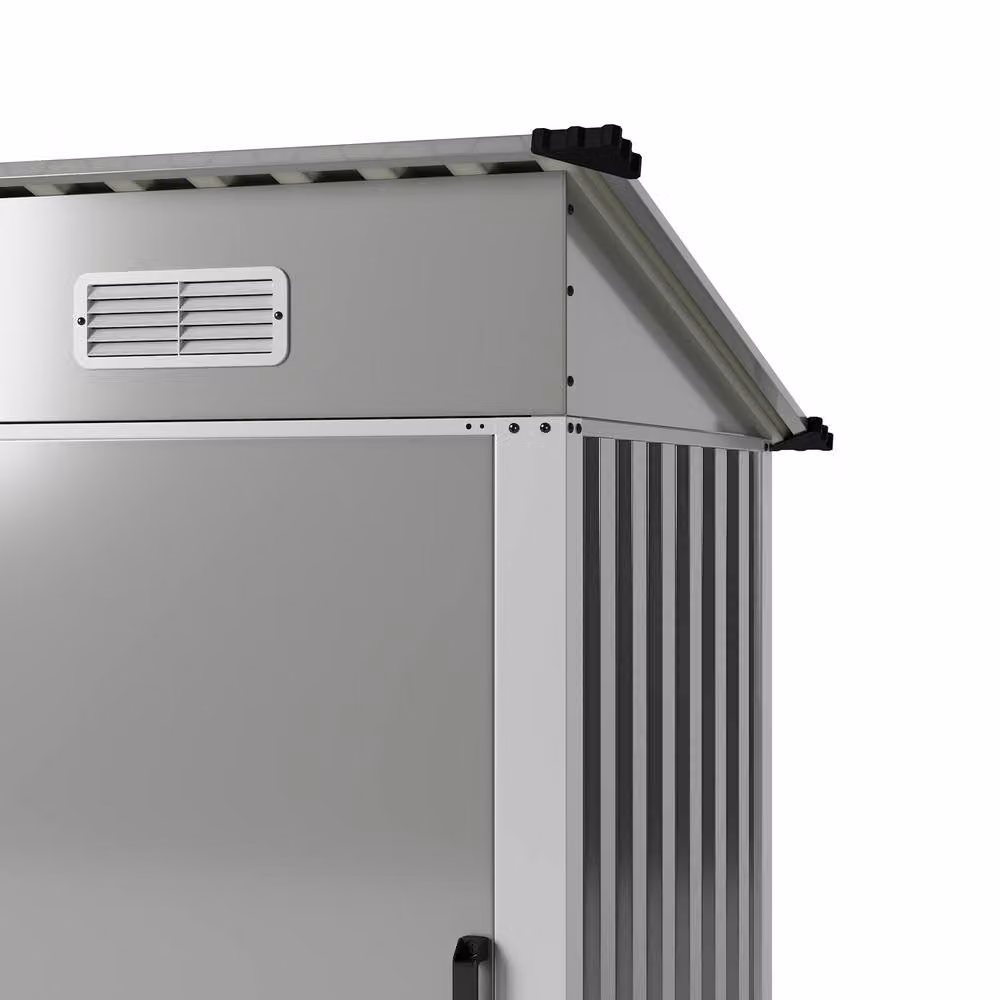 Living and Home Grey Metal Pent Garden Storage Shed with Lockable Door, W/D/H: 152.4 x 91.44 x 181.0 cm – 7