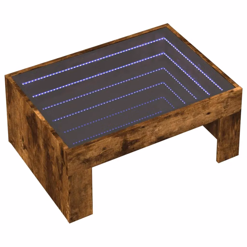 Berkfield Home Infinity LED Coffee Table in Smoked Oak Brown, W: 70 cm, D: 50 cm, H: 30 cm – 3