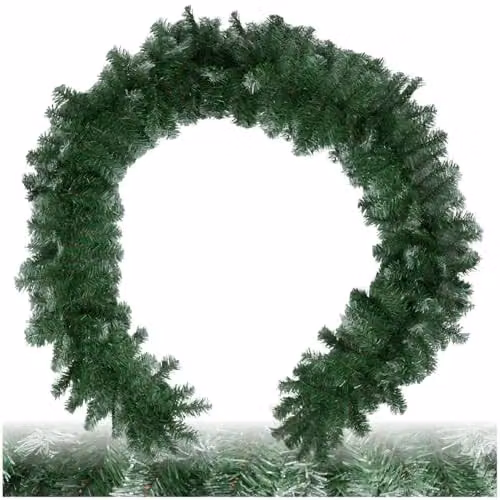 tectake Christmas Garland with Frosted Tips and High Volume in Green, 270 cm – 1
