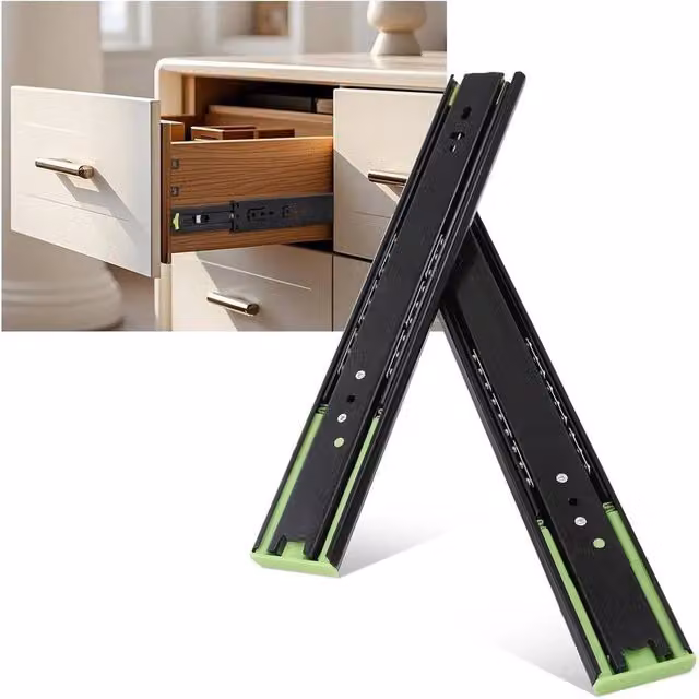 VOGREX 5 Pairs of Black Side Mount Ball Bearing Cabinet Drawer Runners