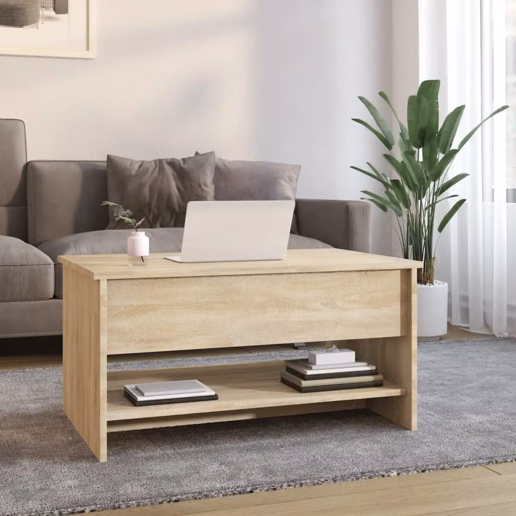 Berkfield Home Sonoma Oak Coffee Table in Brown, W/D/H: 80 x 50 x 40 cm – 2