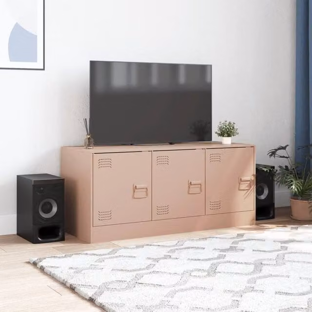Berkfield Home Pink Steel TV Cabinet W/D/H: 99 x 39 x 44 cm