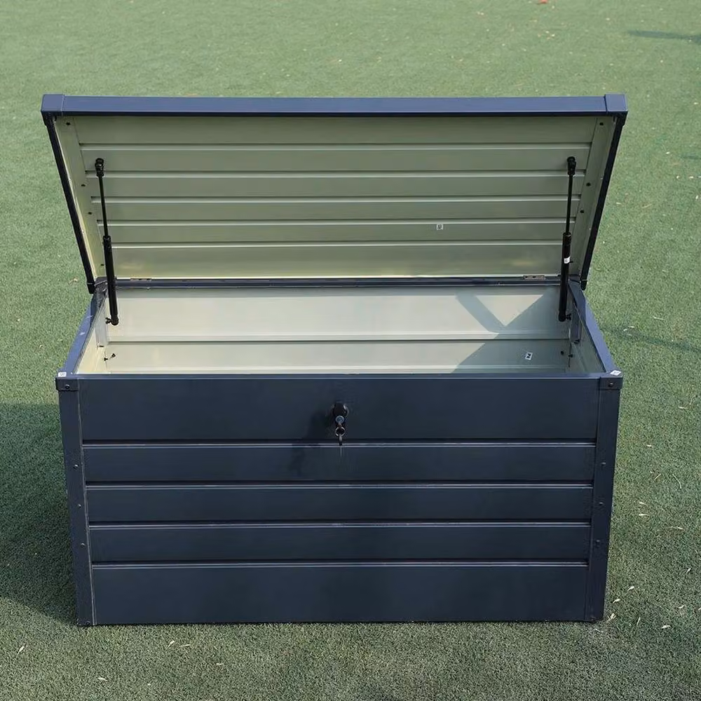 FLAVORA Large Steel Garden Storage Box in Grey, W/D/H: 120 x 61 x 63 cm – 4