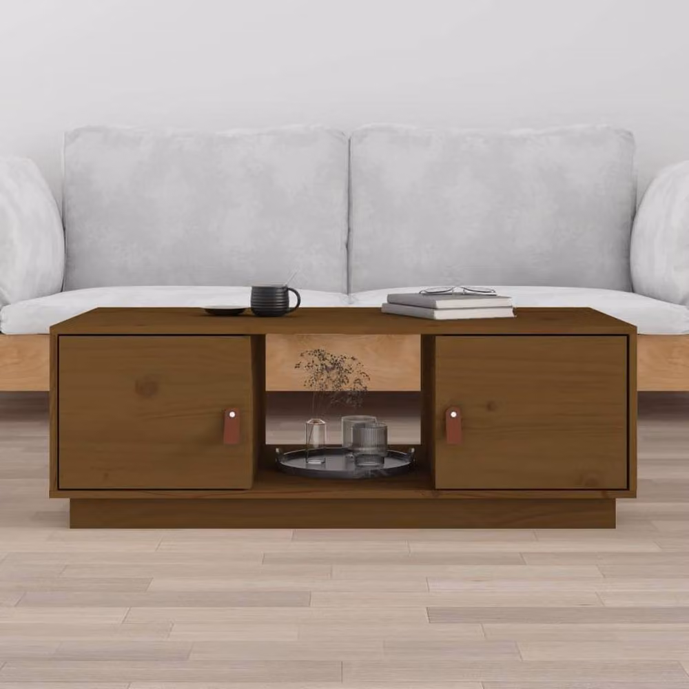 Berkfield Home Rustic Solid Wood Pine Coffee Table in Honey Brown, W: 100 cm, D: 50 cm, H: 35 cm – 2