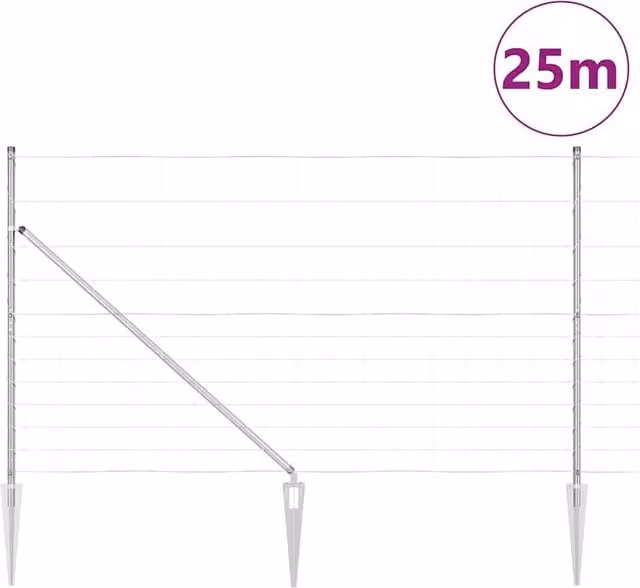 Berkfield Home Modern Field Fence in Silver Galvanised Steel, H: 140 cm x W: 25 m – 1