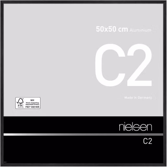 Nielsen Design C2 Aluminium Square Picture Frame in Black, W/H: 50 x 50 cm