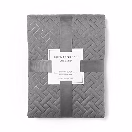 OHS Geometric Pinsonic Quilted Bed Throw in Grey, W/D/H: 200 x 240 cm – 1