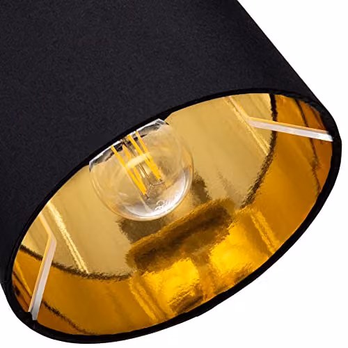 Happy Homewares Modern Black Cotton Fabric Round Drum Lamp Shade with Gold Inner – 3