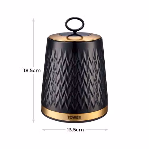 Tower Empire Set of 3 Airtight Geometric Metal Storage Canisters, 1.3L, Black and Bronze – 5