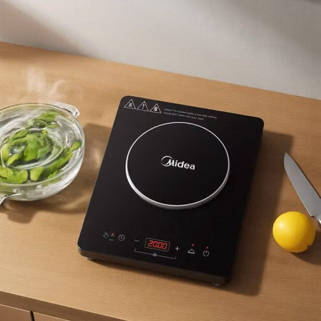Livingandhome Portable Single Induction Hob with 10-level Power and Temperature Control, Black