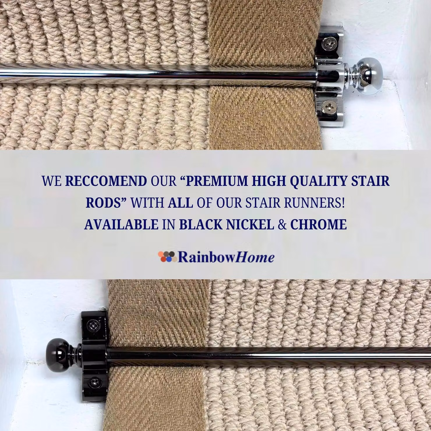 RainbowHome Kalahari Cream Wool Stair Runner with Black Cotton Border, W/D/H: 20 x 12 x 12 cm – 4