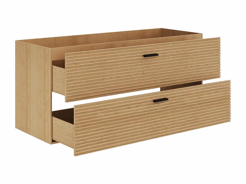 Vente-unique Striped Wall-Hung Vanity Unit with 2 Drawers in Light Oak, W/D/H: 120 x 46 x 55 cm – 2