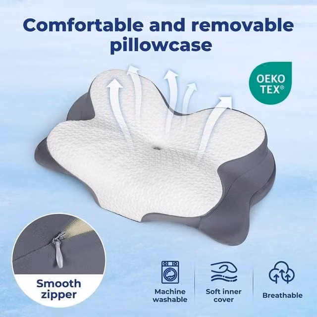 EONLION Single Memory Foam Cervical Neck Pillow in White