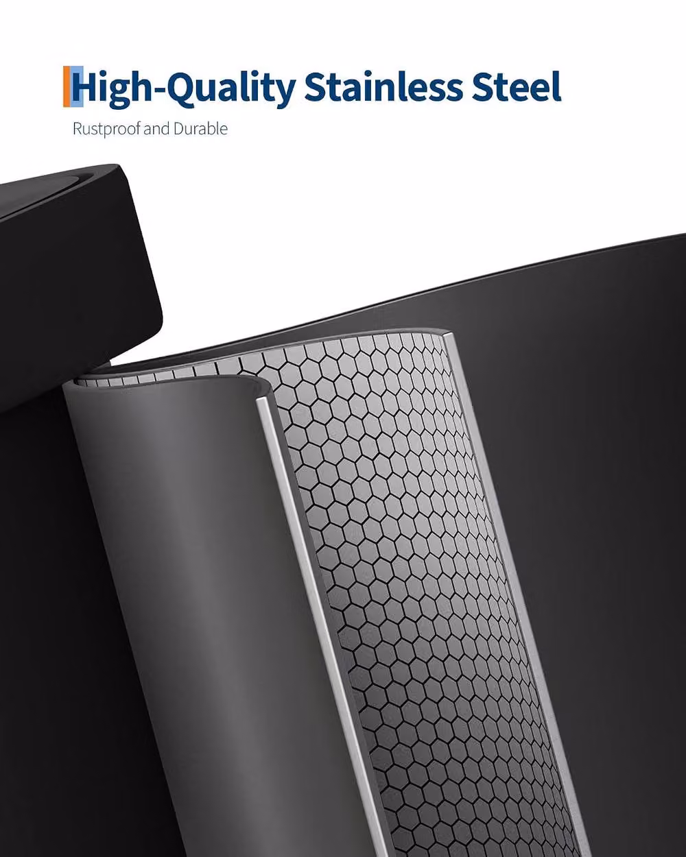 London Boutique 50L Stainless Steel Step-on Kitchen Trash Can with Soft-Close Lid in Black – 5