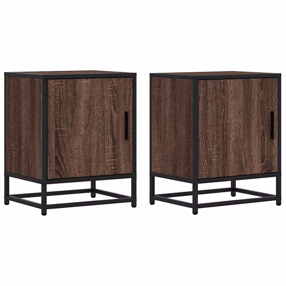 Berkfield Home Elegant Bedside Cabinets, 2 Piece Set in Brown Oak, W: 40 cm, D: 31 cm, H: 50 cm – 2