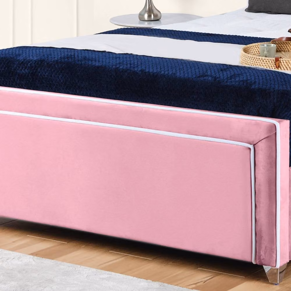 UK Bed Furniture Ariana Ottoman Gas Lift Upholstered Velvet Bed in Pink, W/D/H: 120 x 200 cm – 3