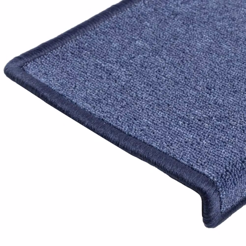 Berkfield Home Self-Adhesive Carpet Stair Treads, 15 Pieces, Blue, W: 65 cm, D: 21 cm, H: 4 cm – 4
