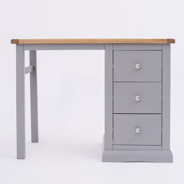 Cabinet Bits Rocca 3 Drawer Dressing Table in Grey Ash Wood with Chrome Knobs