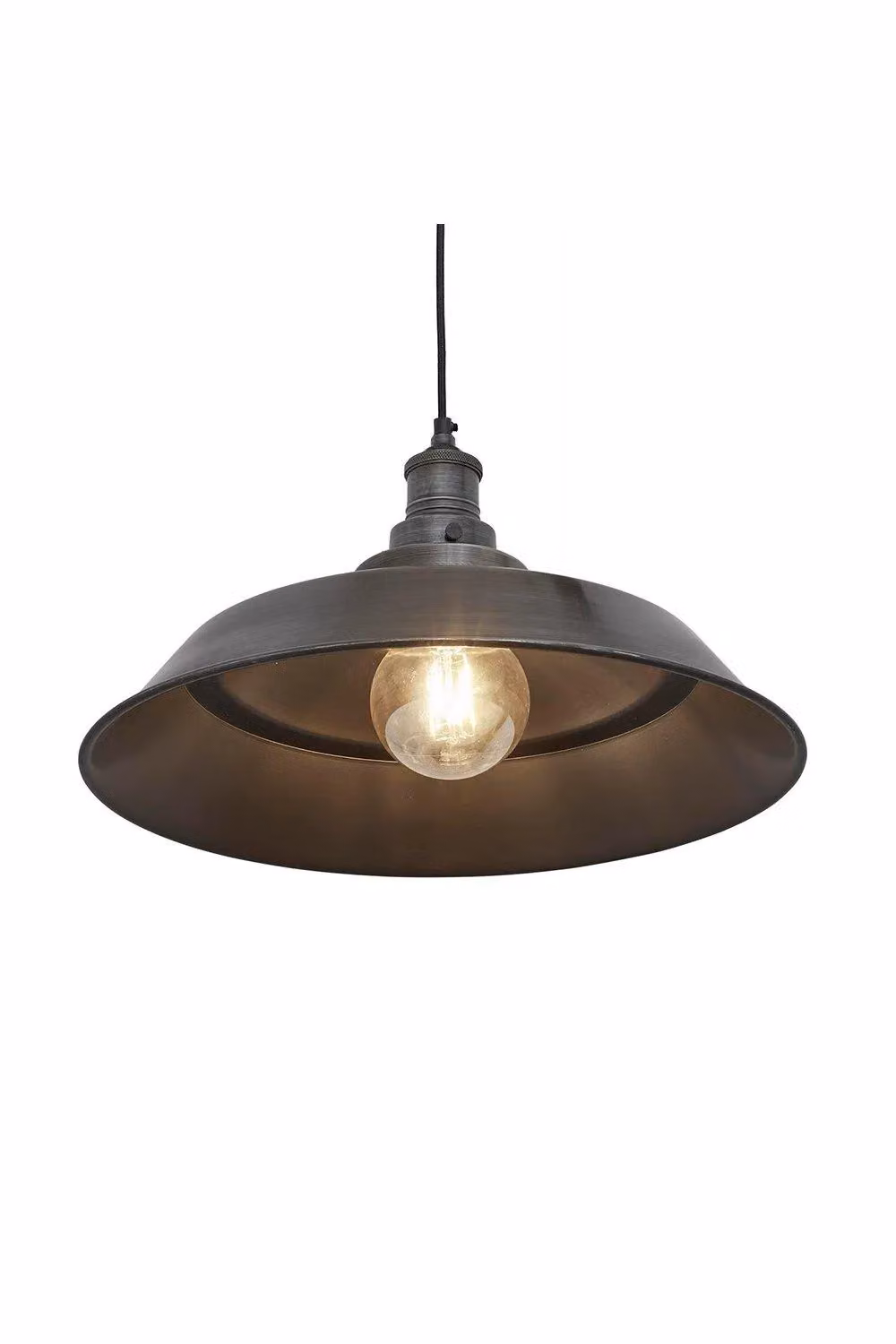 Industville Brooklyn Step Pendant Light in Pewter and Dark Grey, Diameter: 40.64 cm – 2
