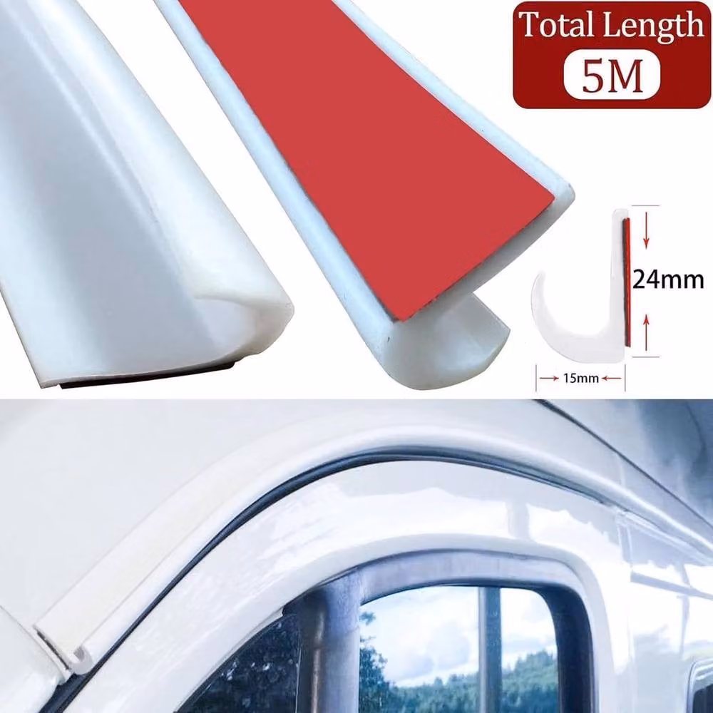 FLAVORA Self-adhesive Waterproof Drip Stop Door Gutter Rain Deflector, White, W: 52 cm, L: 500 cm – 2