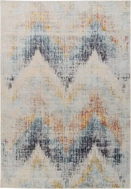 The Rug House Multicolour Geometric Chevron Distressed Area Rug, W: 190 cm, L: 280 cm