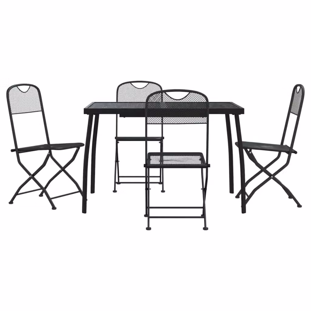 Berkfield Home 5 Piece Garden Dining Set in Anthracite Black Metal Mesh – 2