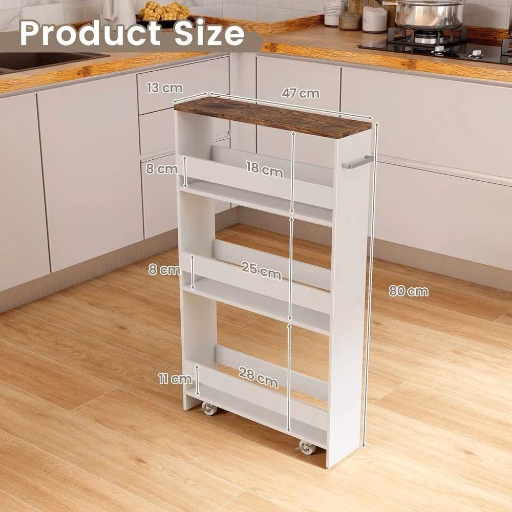 Havendro Slim Rolling Kitchen Storage Cart in White – 2
