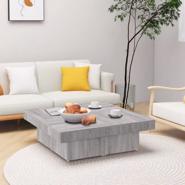Berkfield Home Grey Sonoma Square Coffee Table, W/D/H: 90 x 90 x 28 cm – 1