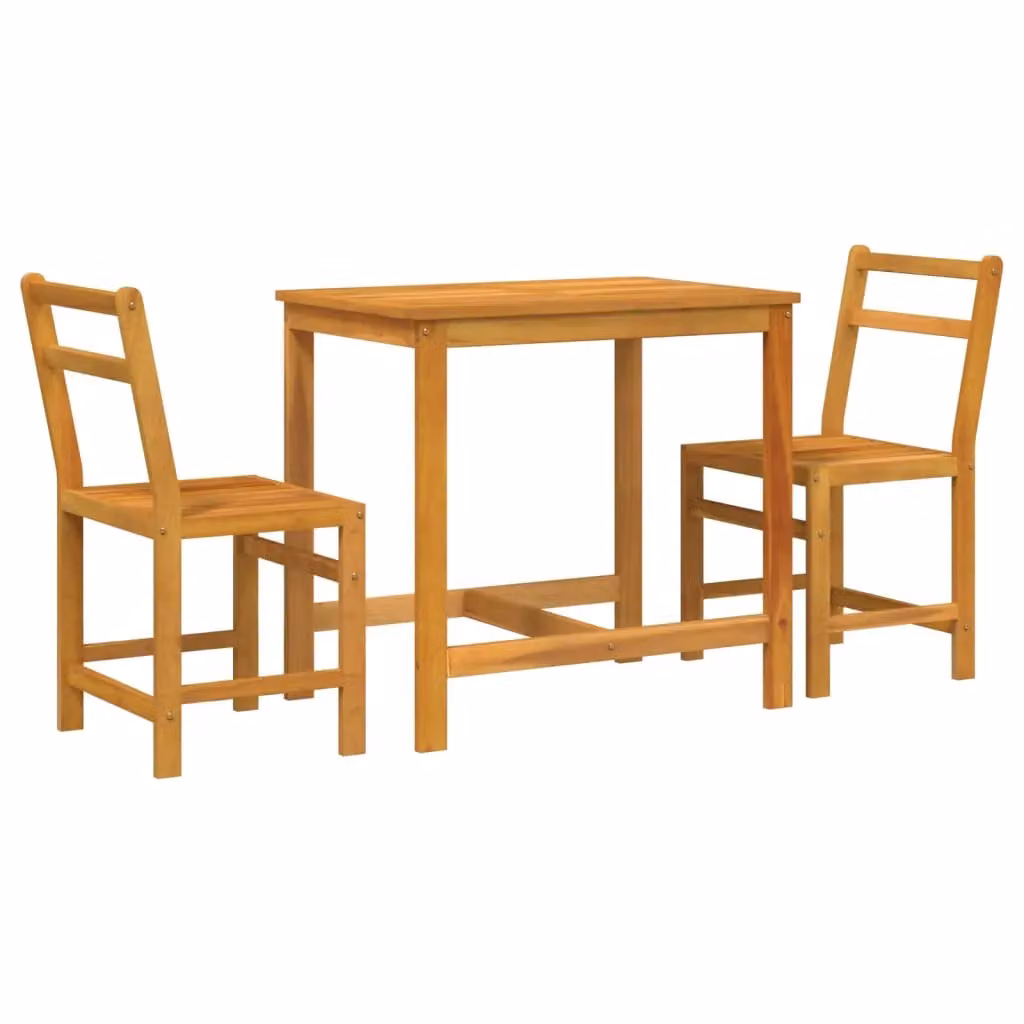 Berkfield Home 3 Piece Acacia Wood Balcony Set in Brown – 2