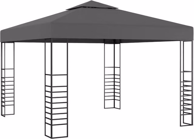Berkfield Home Garden Marquee with LED String Lights, Anthracite, W: 300 cm, D: 300 cm, H: 270 cm – 1