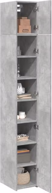 Berkfield Home Slim Storage Cabinet in Concrete Grey, W/D/H: 30 x 42.5 x 225 cm