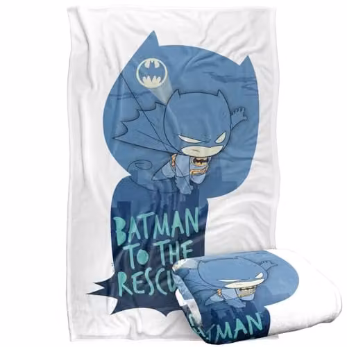 Warner Bros. DC Super Friends Batman Swinging Silhouette Soft Fleece Throw Blanket for Children, Multicolour, W: 91.44 cm x D: 91.44 cm x H: 147 cm – 1
