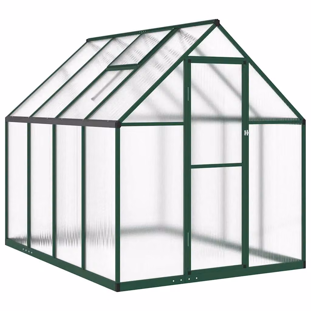 Berkfield Home Green Aluminium and Polycarbonate Greenhouse with Base Frame, W/D/H: 224 x 169 x 195 cm – 2