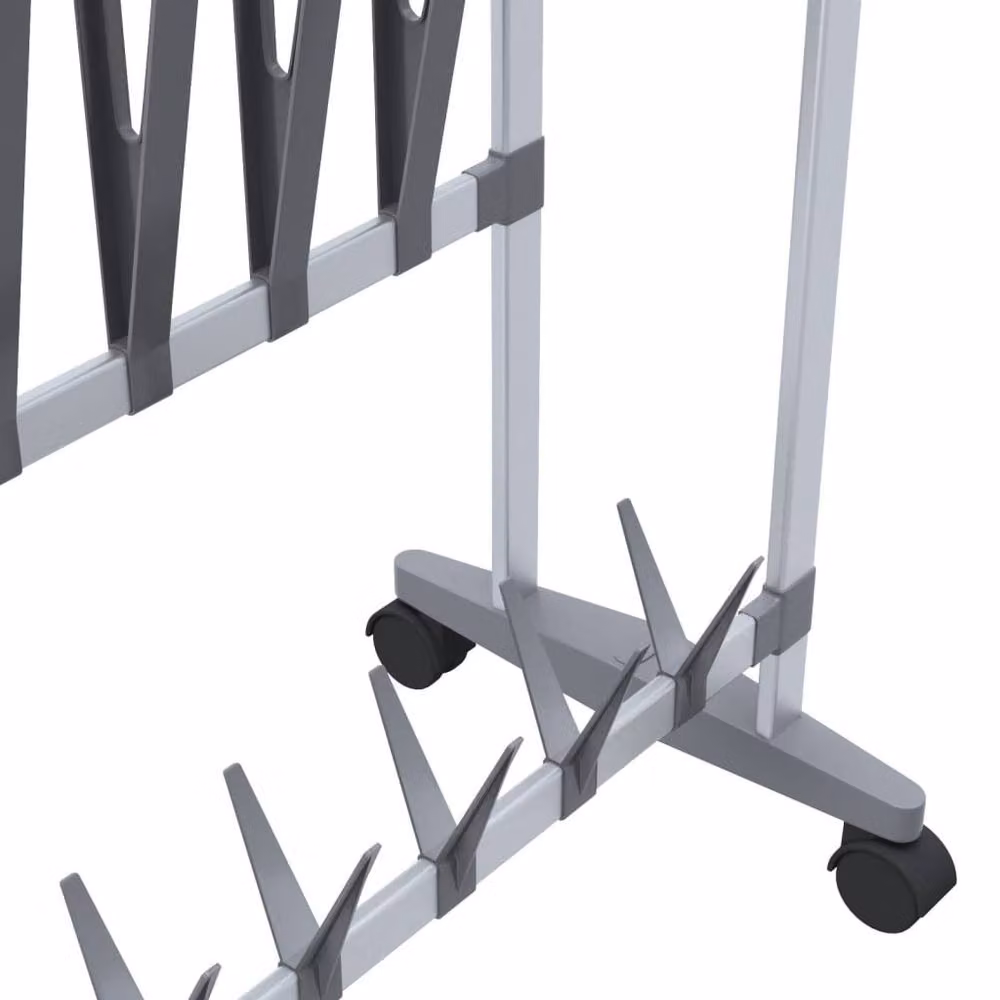 Berkfield Home Silver Metal Shoe Rack with Wheels, W/D/H: 89 x 27 x 120 cm – 3