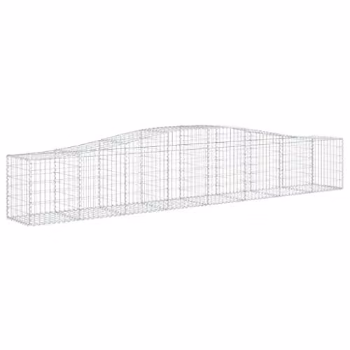 vidaXL Arched Gabion Baskets, 2 Pieces, Silver Galvanised Steel, W: 400 cm, D: 50 cm, H: 60/80 cm – 1