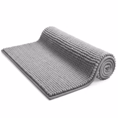Keplin Non-Slip Microfibre Chenille Bath Mat in Light Grey, W: 80 cm, D: 50 cm – 6