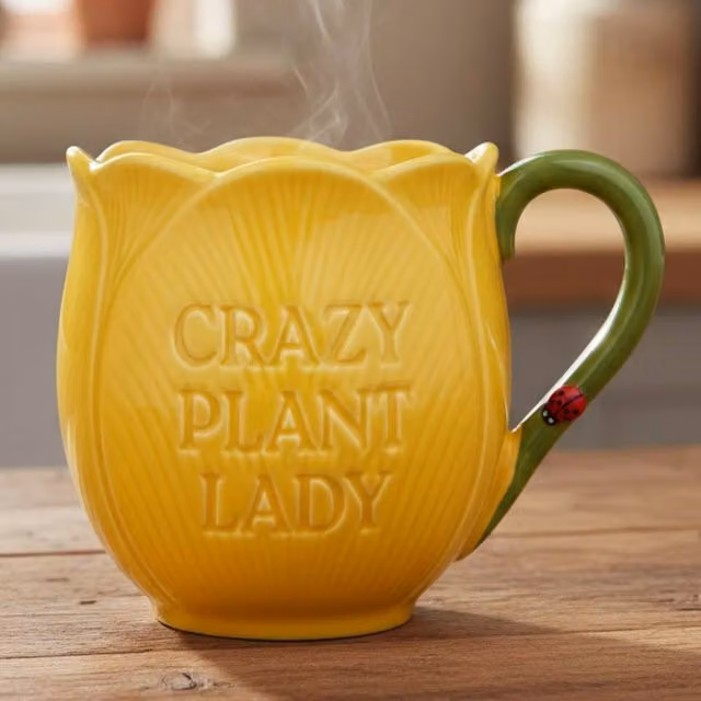 Boxer Gifts Crazy Plant Lady Tulip Flower Mug in Yellow