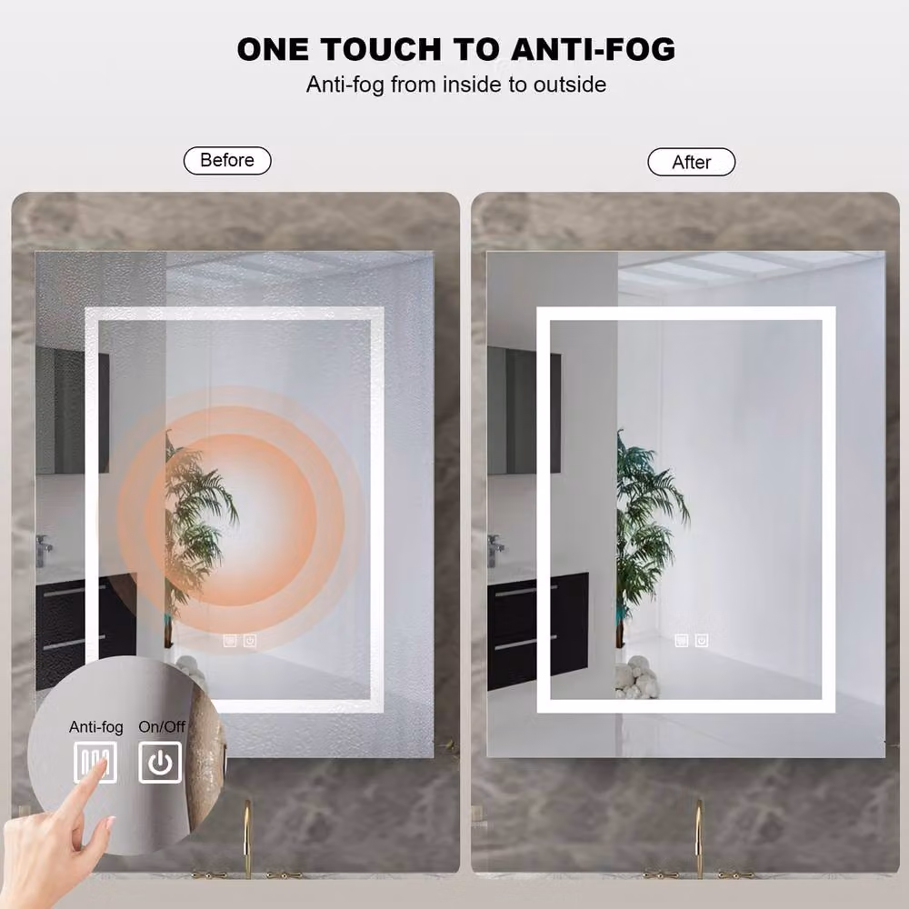 KEEPREAPER LED Bathroom Mirror Cabinet in White with Anti-Fog Demister and Sensor Switch, W: 60 cm, H: 75 cm – 2