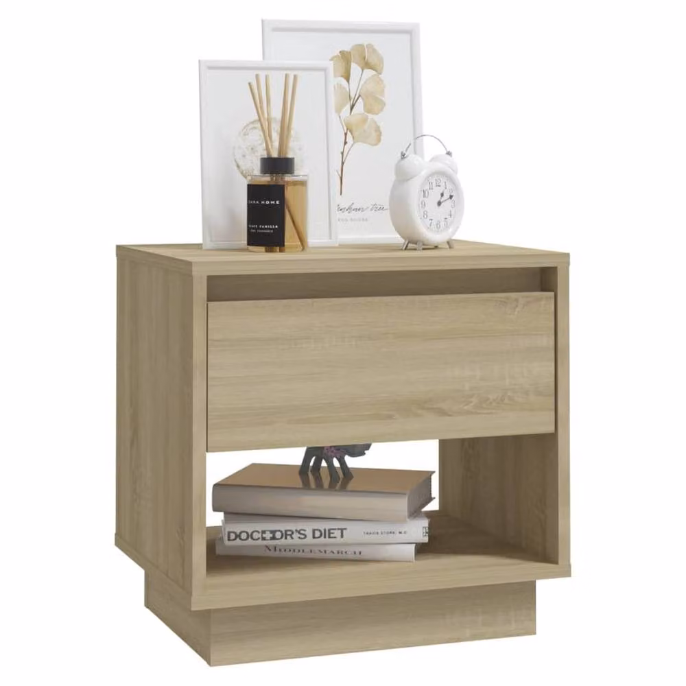 Berkfield Home Sonoma Oak Bedside Cabinet in Beige, W: 45 cm, D: 34 cm, H: 44 cm – 3