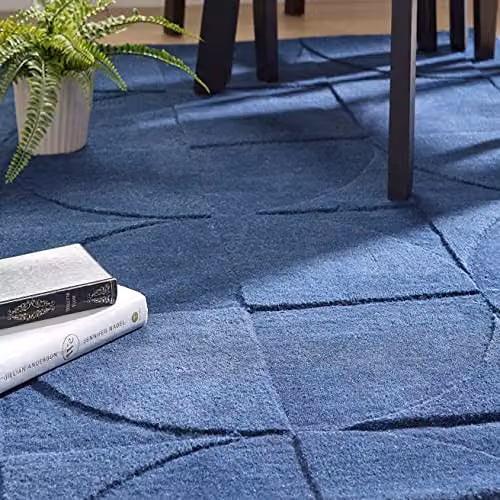 e-Rugs Infinity Penny Geometric Wool Rug in Blue and Multicolour, W: 200 cm, L: 290 cm – 4
