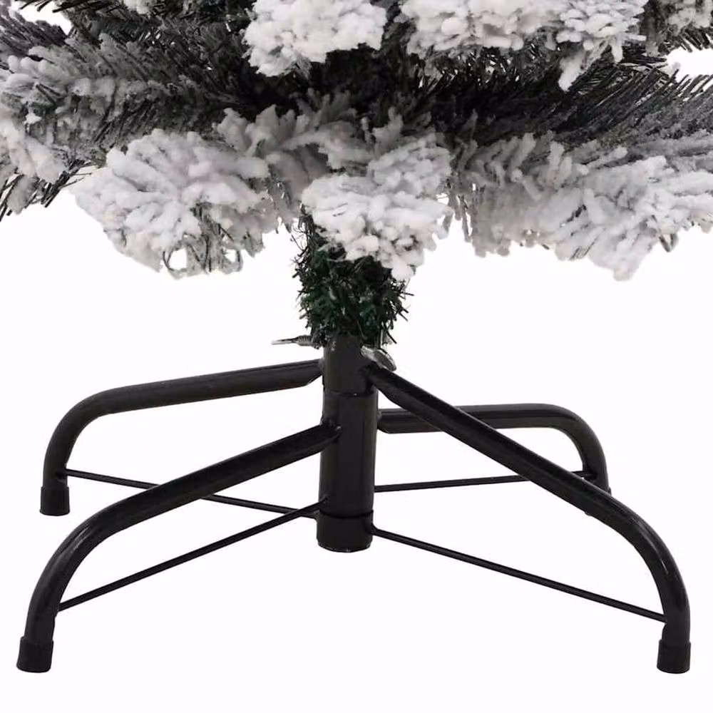 Berkfield Home Slim Artificial Flocked Snow Christmas Tree in Green and White, Height: 120 cm – 5