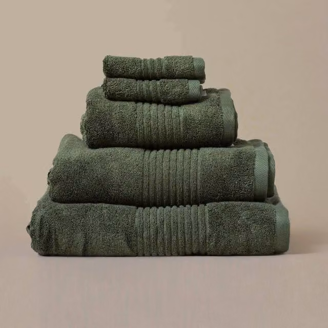 Misona Pack of 2 Ultra Soft Bamboo and Cotton Hand Towels, 580GSM, Green, W: 50 cm x H: 70 cm