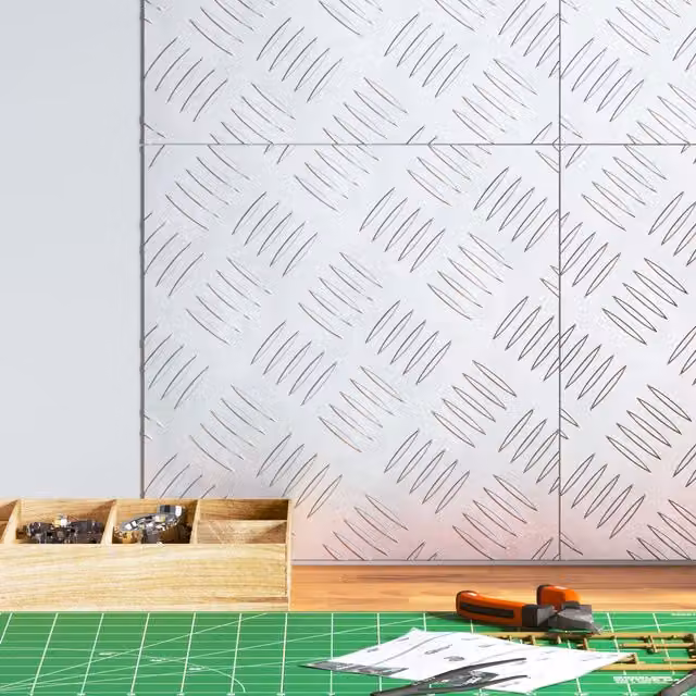 Berkfield Home Aluminium Anti-Slip Checker Plates, Silver, 4 pcs, W/D: 30 x 30 cm