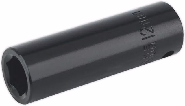 Loops 12mm Forged Deep Impact Socket, 3/8 Inch Sq Drive, Chrome Vanadium Wrench Socket in Black and Multicolour – 1