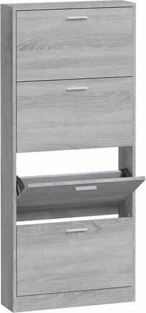 Berkfield Home Grey Sonoma Shoe Cabinet with Tilting Compartments and Internal Drawers, W/D/H: 59 x 17 x 150 cm