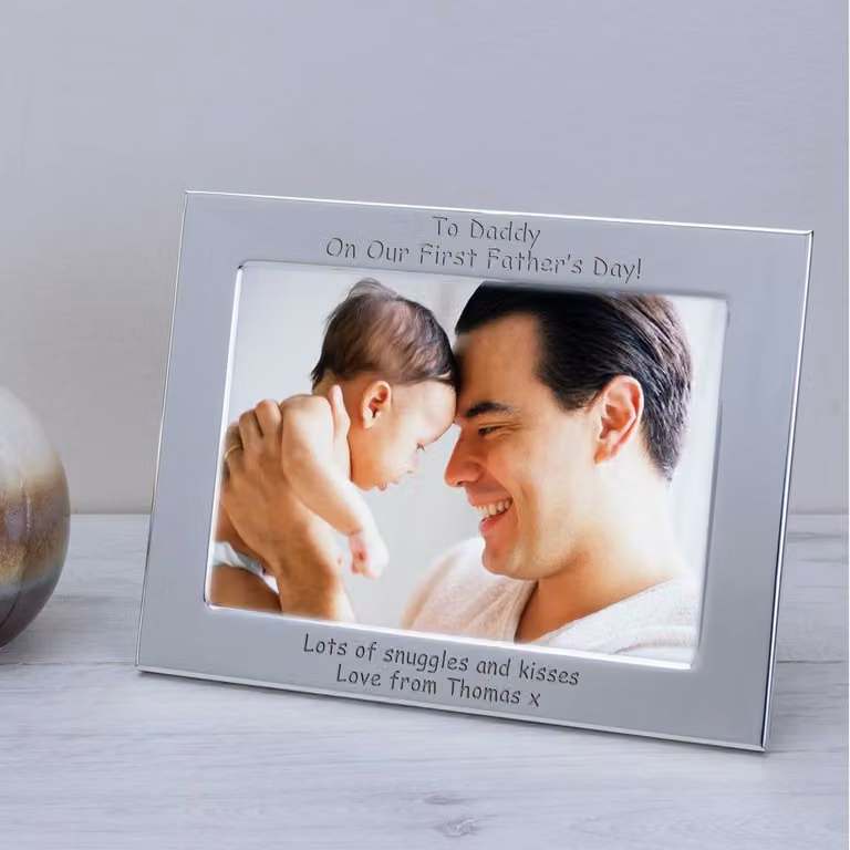 Uniqueful Personalised Silver Plated Rectangular Tabletop Picture Frame for Father's Day