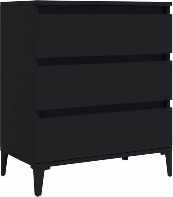 Berkfield Home Black Minimalist Sideboard in Matt MDF, W/D/H: 60 x 35 x 70 cm