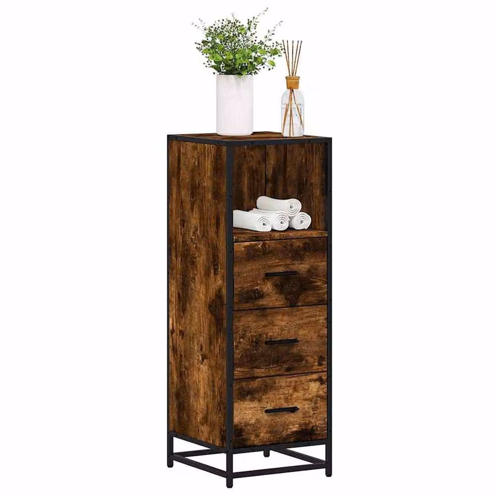 Berkfield Home Smoked Oak Bathroom Cabinet, Brown, W/D/H: 35 x 37.5 x 100 cm – 2